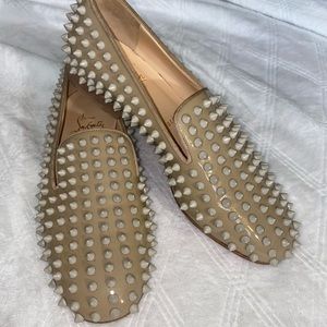 Louboutins studded nude loafers